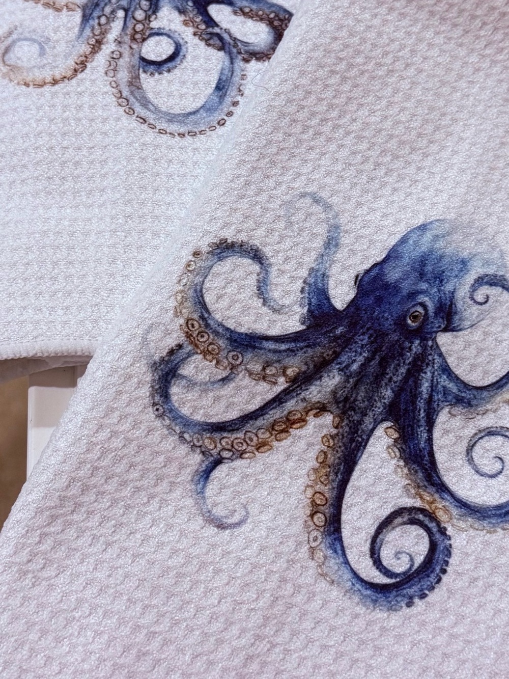 Blue Octopus Coastal Kitchen Towel - Home Accents